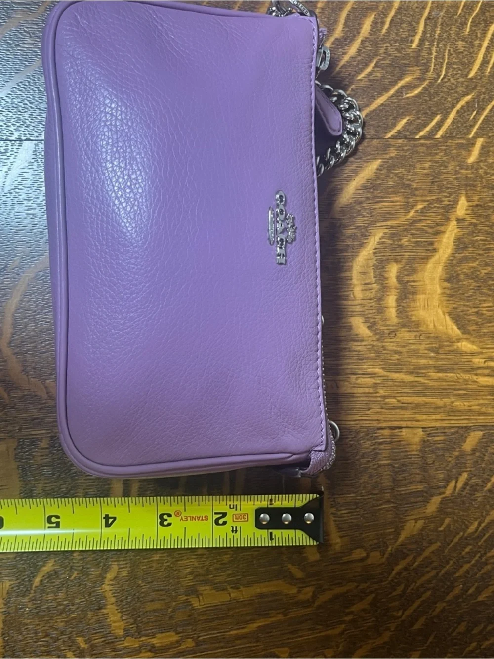Coach Purple Pebbled Leather Nolita Silver Chain Small Shoulder Bag